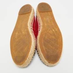 Pre Owned Chanel CC Size 38 Burgundy/Black Suede Espadrille Flats