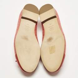 Pre Owned حذاء باليرينا فلات شانيل جلد مبطن وردي/أحمر غطاء مقدمة سي سي بفيوكة مقاس 40