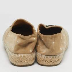 Pre Owned Chanel CC Size 39 Beige Suede Pearl Espadrille Flats