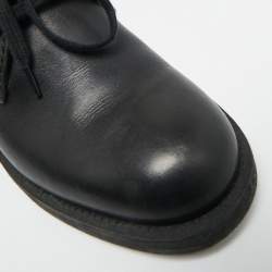 Pre Owned Chanel CC Size 38 Black Leather Lace Up Ankle Length Boots