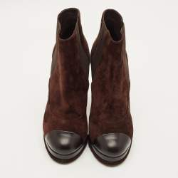 مملوكة مسبقًا Chanel Size 39 Brown/Black Leather and Suede Ankle Length Boots