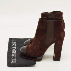 مملوكة مسبقًا Chanel Size 39 Brown/Black Leather and Suede Ankle Length Boots