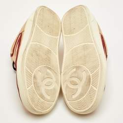 مملوكة مسبقًا Chanel CC Size 38 Gold/Burgundy Leather Low Top Sneakers