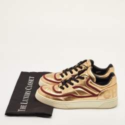 مملوكة مسبقًا Chanel CC Size 38 Gold/Burgundy Leather Low Top Sneakers