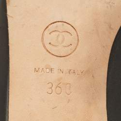 Pre Owned حذاء كعب عالي شانيل جلد أسود ولميع لؤلؤ صناعي مقاس 36