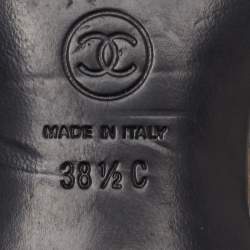 مملوكة مسبقًا Chanel Size 38.5 Metallic Gold/Black Leather and Patent Leather Brogue Lace Up Oxfords