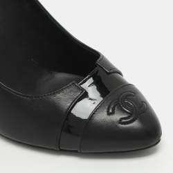 Pre Owned حذاء كعب عالي شانيل سي سي جلد أسود مقاس 38.5