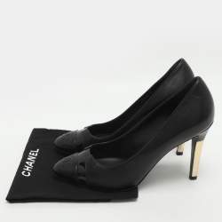 Pre Owned حذاء كعب عالي شانيل سي سي جلد أسود مقاس 38.5