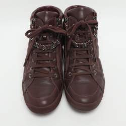 مملوكة مسبقًا Chanel CC Size 39 Burgundy Leather High Top Sneakers