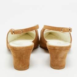 مملوكة مسبقًا Chanel CC Logo Interlocking Size 40 Brown/Black Suede and Canvas  Slingback Pumps 