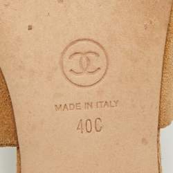 مملوكة مسبقًا Chanel CC Logo Interlocking Size 40 Brown/Black Suede and Canvas  Slingback Pumps 