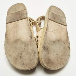 Pre Owned Chanel Dad Size 40 Beige Quilted Leather CC Velcro Flat Sandals