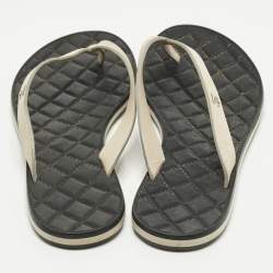 Pre Owned Chanel CC Size 39 Beige Leather Thong Flats