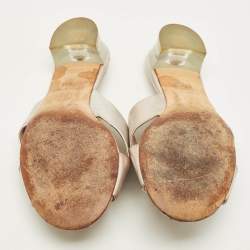 Pre Owned Chanel Size 36.5 Silver Leather Criss Cross Flat Slides