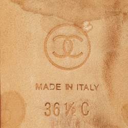 Pre Owned Chanel Size 36.5 Silver Leather Criss Cross Flat Slides