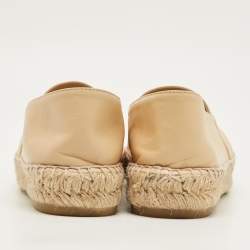 مملوكة مسبقًا Chanel CC Size 37 Beige/Black Leather Espadrille Flats