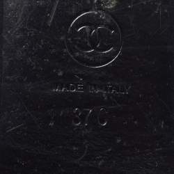 Pre Owned Chanel CC Size 37 Black Woven Leather Thong Ankle Strap Sandals