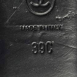 Pre Owned Chanel CC Size 39 Grey Leather Bow Ballet Flats