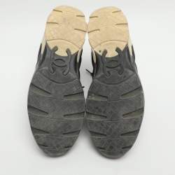 Pre Owned Chanel CC Size 38 Black/White Leather and Neoprene Low Top Sneakers