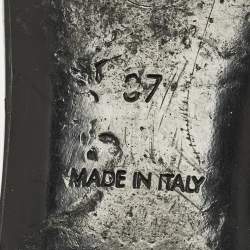 Pre Owned Chanel Camelia Size 37 Black/White Leather and Mesh Flat Slides 