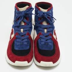 Pre Owned حذاء رياضي شانيل جلد وسويدي متعدد الألوان سي سي بعنق طويل مقاس 39