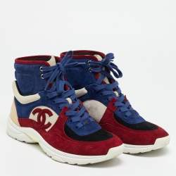 Pre Owned حذاء رياضي شانيل جلد وسويدي متعدد الألوان سي سي بعنق طويل مقاس 39