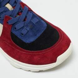 Pre Owned حذاء رياضي شانيل جلد وسويدي متعدد الألوان سي سي بعنق طويل مقاس 39