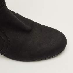 Pre Owned Chanel Size 39 Black Nubuck Leather Ankle Length Boots