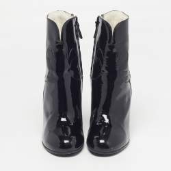 Pre Owned حذاء بوت كاحل شانيل جلد بني/أسود سويدي طول الكاحل مقاس 39