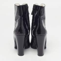 Pre Owned حذاء بوت كاحل شانيل جلد بني/أسود سويدي طول الكاحل مقاس 39