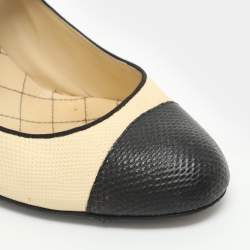 Pre Owned Chanel Bow Size 39 Cream Karung Leather Mary Jane Pumps