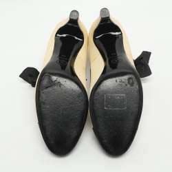 Pre Owned Chanel Bow Size 39 Cream Karung Leather Mary Jane Pumps