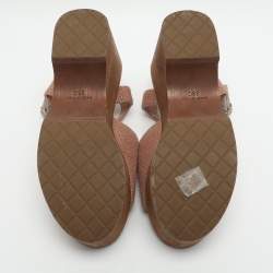 Pre Owned Chanel CC Size 38 Pink Canvas and Suede Clogs Sandals