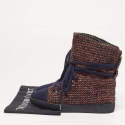 Pre Owned Chanel CC Size 36 Multicolor Tweed Lace Wrap High Top Sneakers