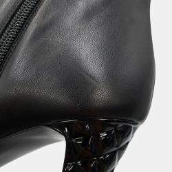 Pre Owned Chanel Cc Logo Short Boots Black Patent Leather Size 37.5C