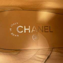 Pre Owned Chanel Cc Logo Short Boots Black Patent Leather Size 37.5C