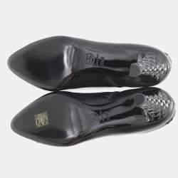 Pre Owned Chanel Cc Logo Short Boots Black Patent Leather Size 37.5C