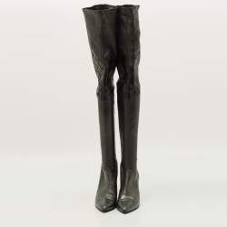 مملوكة مسبقًا Chanel Size 39.5 Metallic Leather Knee Length Boots