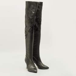 مملوكة مسبقًا Chanel Size 39.5 Metallic Leather Knee Length Boots