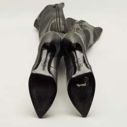 مملوكة مسبقًا Chanel Size 39.5 Metallic Leather Knee Length Boots