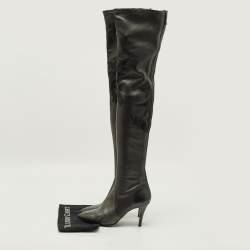 مملوكة مسبقًا Chanel Size 39.5 Metallic Leather Knee Length Boots