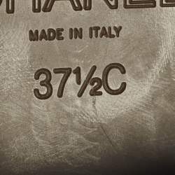 Pre Owned Chanel Coco Mark Size 37.5 Brown Leather CC Slip On Loafers