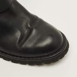 Pre Owned Chanel  Size 40 Black Quilted Leather Motorcycle Boots