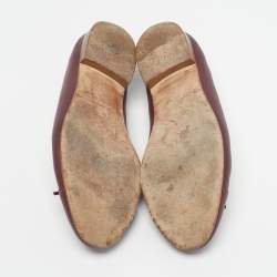 Pre Owned حذاء باليرينا فلات شانيل سي سي جلد وتويد وردي/عنابي مقدمة عنابي بفيونكة مقاس 40