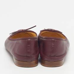 Pre Owned حذاء باليرينا فلات شانيل سي سي جلد وتويد وردي/عنابي مقدمة عنابي بفيونكة مقاس 40