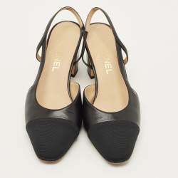 مملوكة مسبقًا Chanel CC Cap Toe Size 39.5 Black Leather Slingback Pumps