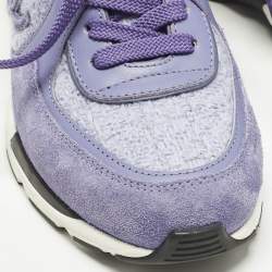 Pre Owned Chanel CC Size 38 Lilac Tweed and Leather Low Top Sneakers