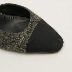 مملوكة مسبقًا Chanel CC Size 38.5 Grey/Black Canvas and Tweed Slingback Pumps