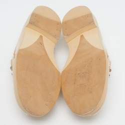 Pre Owned Chanel Size 40 Beige Patent Leather Chain Detail Logo Loafers