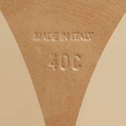 Pre Owned Chanel Size 40 Beige Patent Leather Chain Detail Logo Loafers